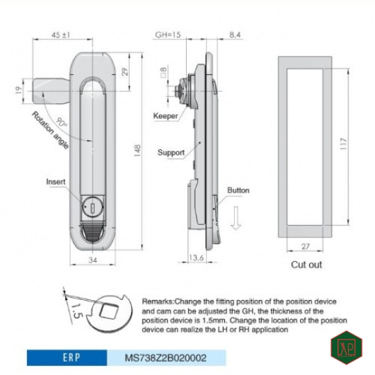 KHÓA TỦ ĐIỆN MS738-1A - SHENGJIU