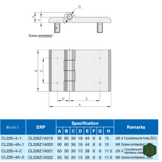BẢN LỀ CL226-4A - SHENGJIU