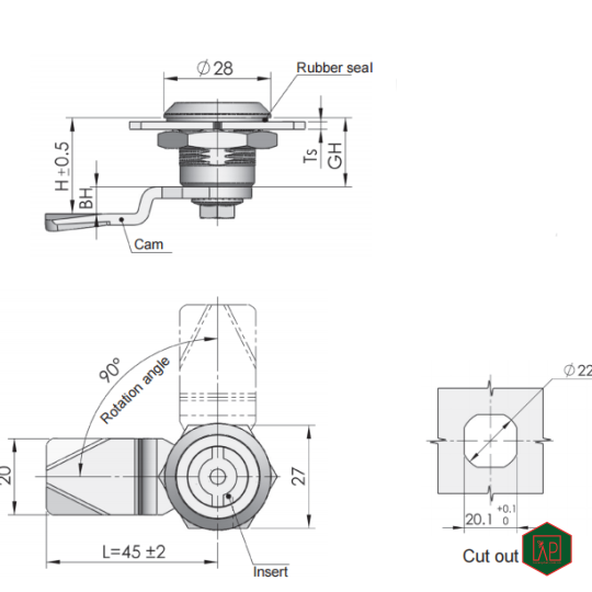 KHÓA TỦ ĐIỆN MS705-1BS-F- SHENGJIU