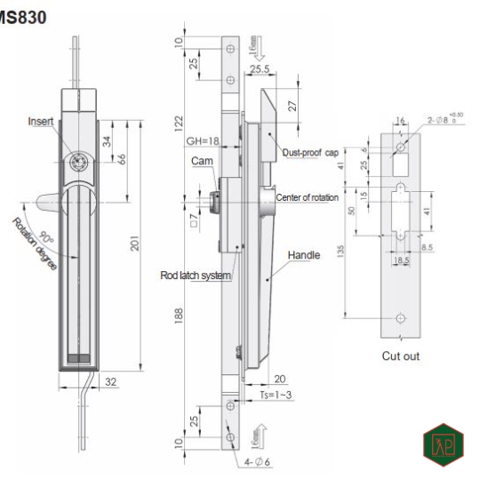 KHÓA TỦ ĐIỆN MS830 - SHENGJIU