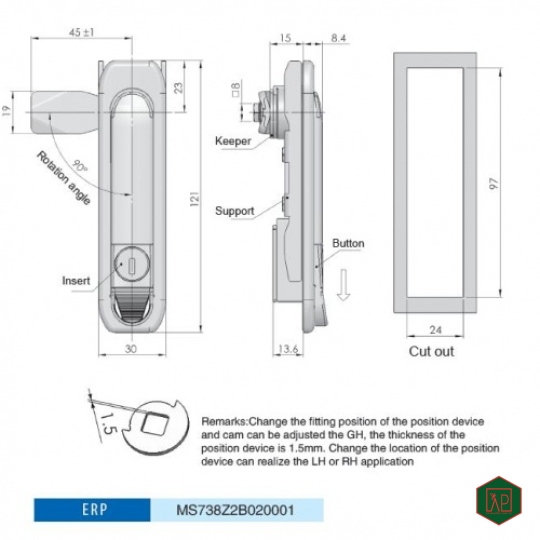 KHÓA TỦ ĐIỆN MS738-2A- SHENGJIU