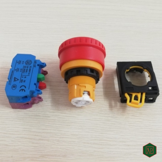 NÚT DỪNG KHẨN MÀU ĐỎ TỰ GIỮ Ø22 1NC + 1NO 24VDC 240VAC