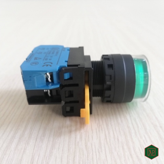 NÚT NHẤN NHẢ 1NO Ø22 CÓ ĐÈN LED AC/DC - MÀU XANH 