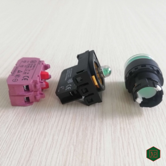 NÚT NHẤN NHẢ 2NC Ø22 CÓ ĐÈN LED ACDC - MÀU XANH 