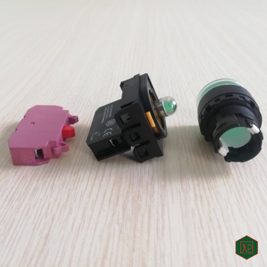 NÚT NHẤN NHẢ 1NC Ø22 CÓ ĐÈN LED AC/DC - MÀU XANH