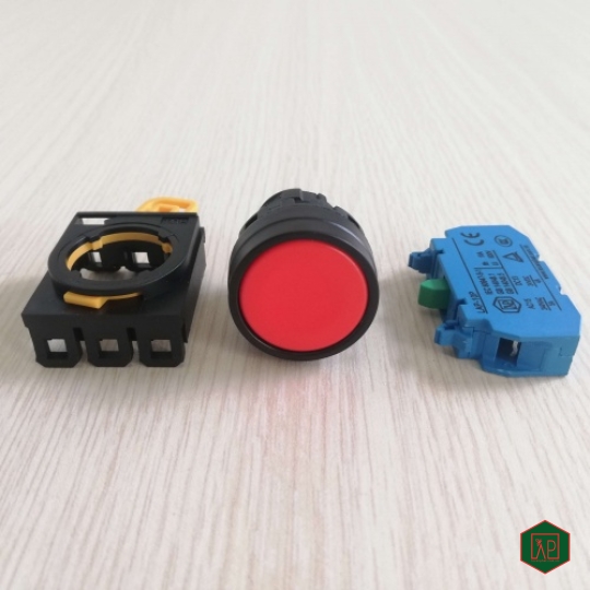 NÚT NHẤN NHẢ 1NO Ø22 24VDC, 220VAC - MÀU ĐỎ 