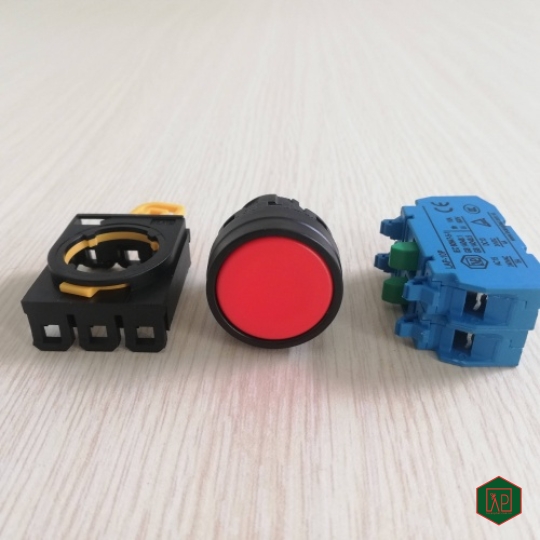  NÚT NHẤN NHẢ 2NO Ø22 24VDC, 220VAC - MÀU ĐỎ