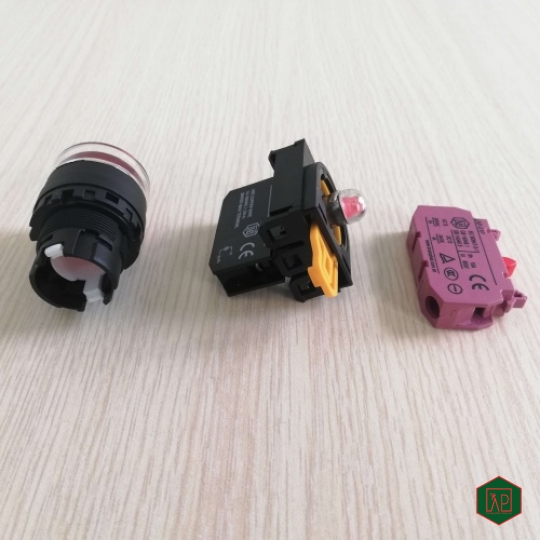 NÚT NHẤN NHẢ 2NC Ø22 CÓ ĐÈN LED AC/DC - MÀU ĐỎ  