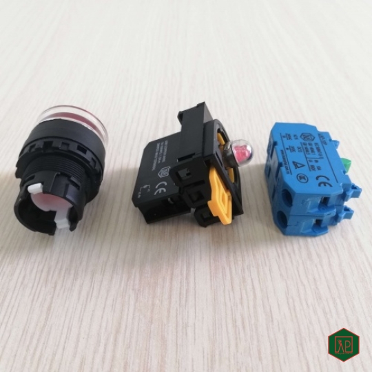 NÚT NHẤN NHẢ 2NO Ø22 CÓ ĐÈN LED AC/DC - MÀU ĐỎ
