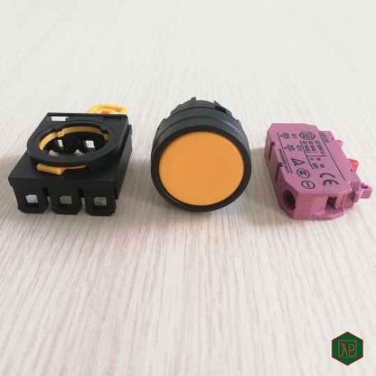 NÚT NHẤN NHẢ 1NC Ø22 24VDC, 220VAC - MÀU VÀNG