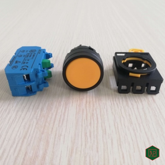 NÚT NHẤN NHẢ 2NO Ø22 24VDC, 220VAC - MÀU VÀNG 