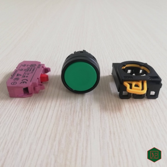 NÚT NHẤN NHẢ 1NC Ø22 24VDC, 220VAC - MÀU XANH LÁ 