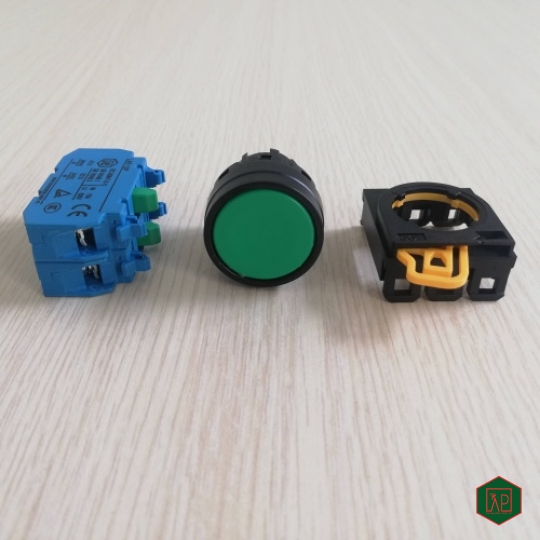 NÚT NHẤN NHẢ 2NO Ø22 24VDC, 220VAC - MÀU XANH LÁ
