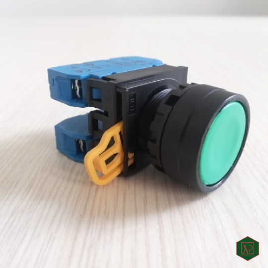 NÚT NHẤN NHẢ 2NO Ø22 24VDC, 220VAC - MÀU XANH LÁ