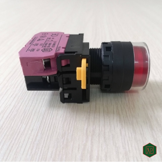 NÚT NHẤN NHẢ 1NC Ø22 CÓ ĐÈN LED AC/DC - MÀU ĐỎ