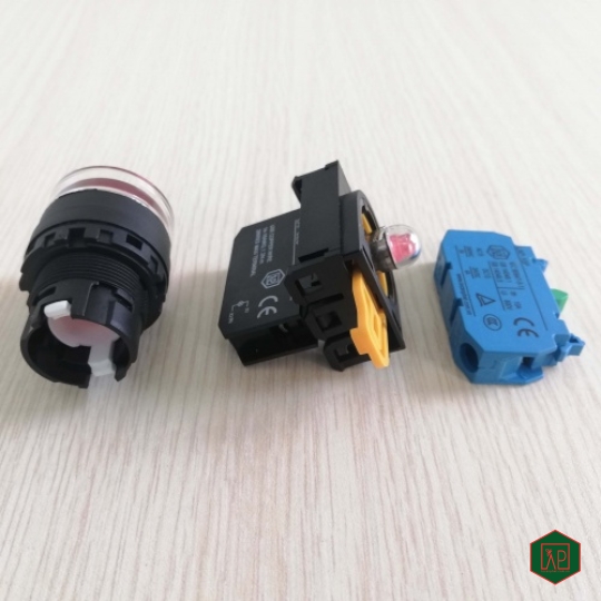 NÚT NHẤN NHẢ 1NC 1NO Ø22 CÓ ĐÈN LED AC/DC - MÀU ĐỎ