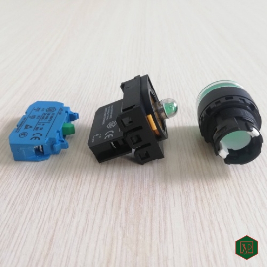 NÚT NHẤN NHẢ 1NO Ø22 CÓ ĐÈN LED AC/DC - MÀU XANH 