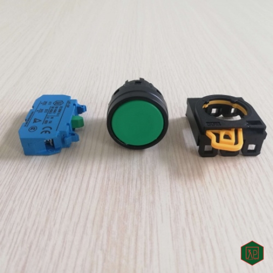 NÚT NHẤN NHẢ 1NO Ø22 24VDC, 220VAC - MÀU XANH LÁ