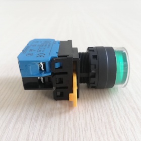 Nút nhấn nhả 1NO Ø22 có đèn Led AC/DC - Màu xanh
